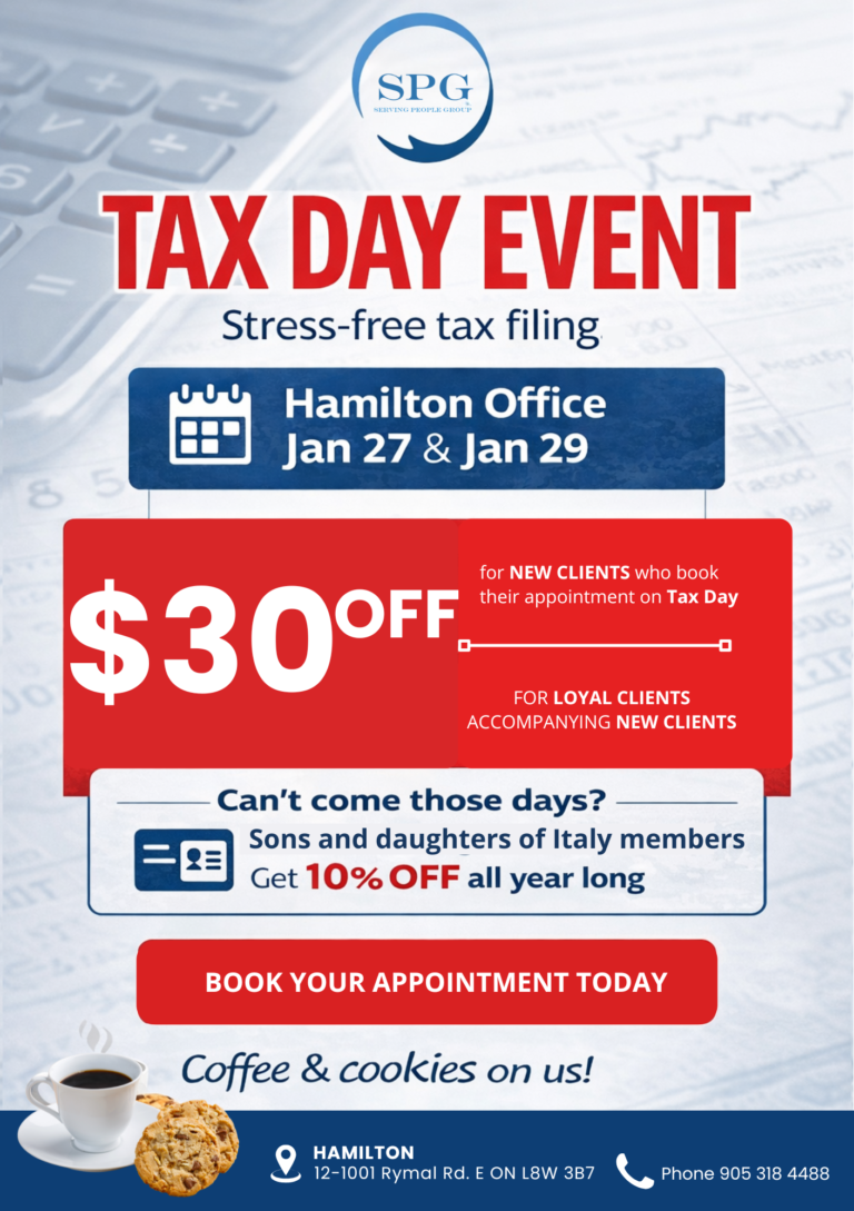SPG Announces “Tax Day Event” in Hamilton: Stress-Free Tax Filing with Exclusive Discounts